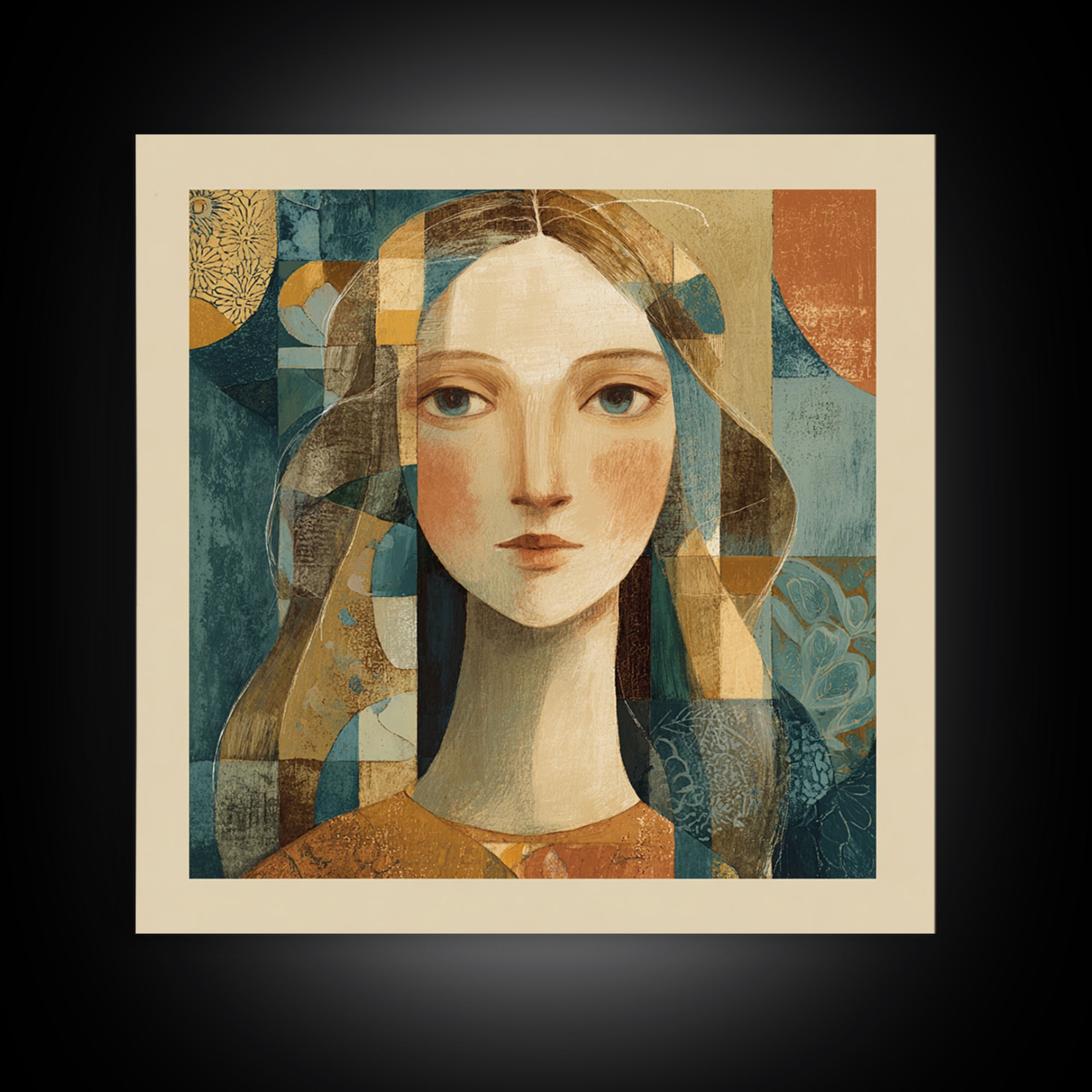 Renaissance Inspired Portrait with Modern Softness Canvas Print, Italian Villa Art, Landscape Painting, Living Room Decor, IVA-1x1-66