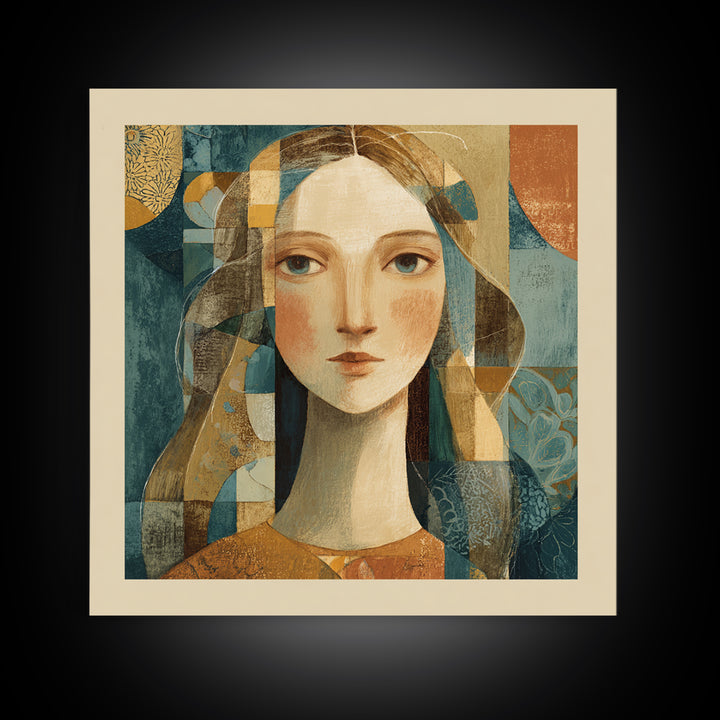 Renaissance Inspired Portrait with Modern Softness Canvas Print, Italian Villa Art, Landscape Painting, Living Room Decor, IVA-1x1-66