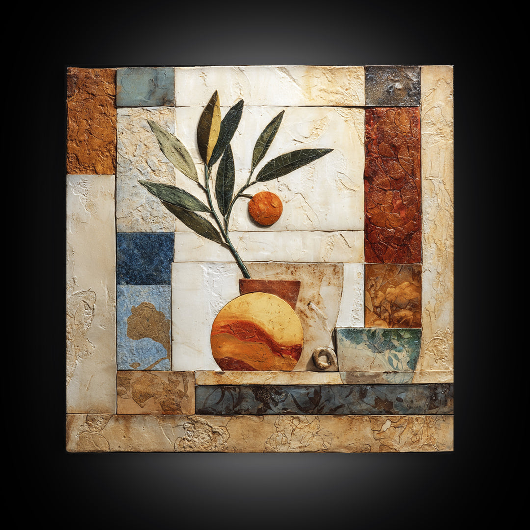 Marble Fruit Still Life Framed Canvas Print, Italian Villa Art, Gallery Wall Set, Living Room Decor, Fine Art, Villa, IVA-1x1-71