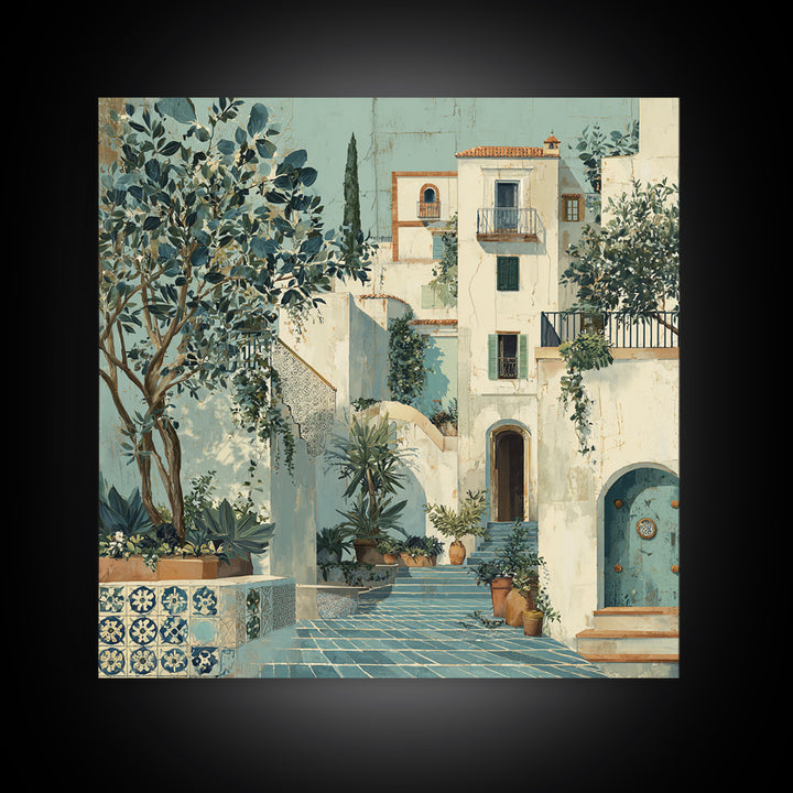 Amalfi Coast Cliffs Canvas Print, Italian Villa Art, Neutral Wall Art, Living Room Decor, Fine Art, Villa, Statement Artwork, IVA-1x1-85