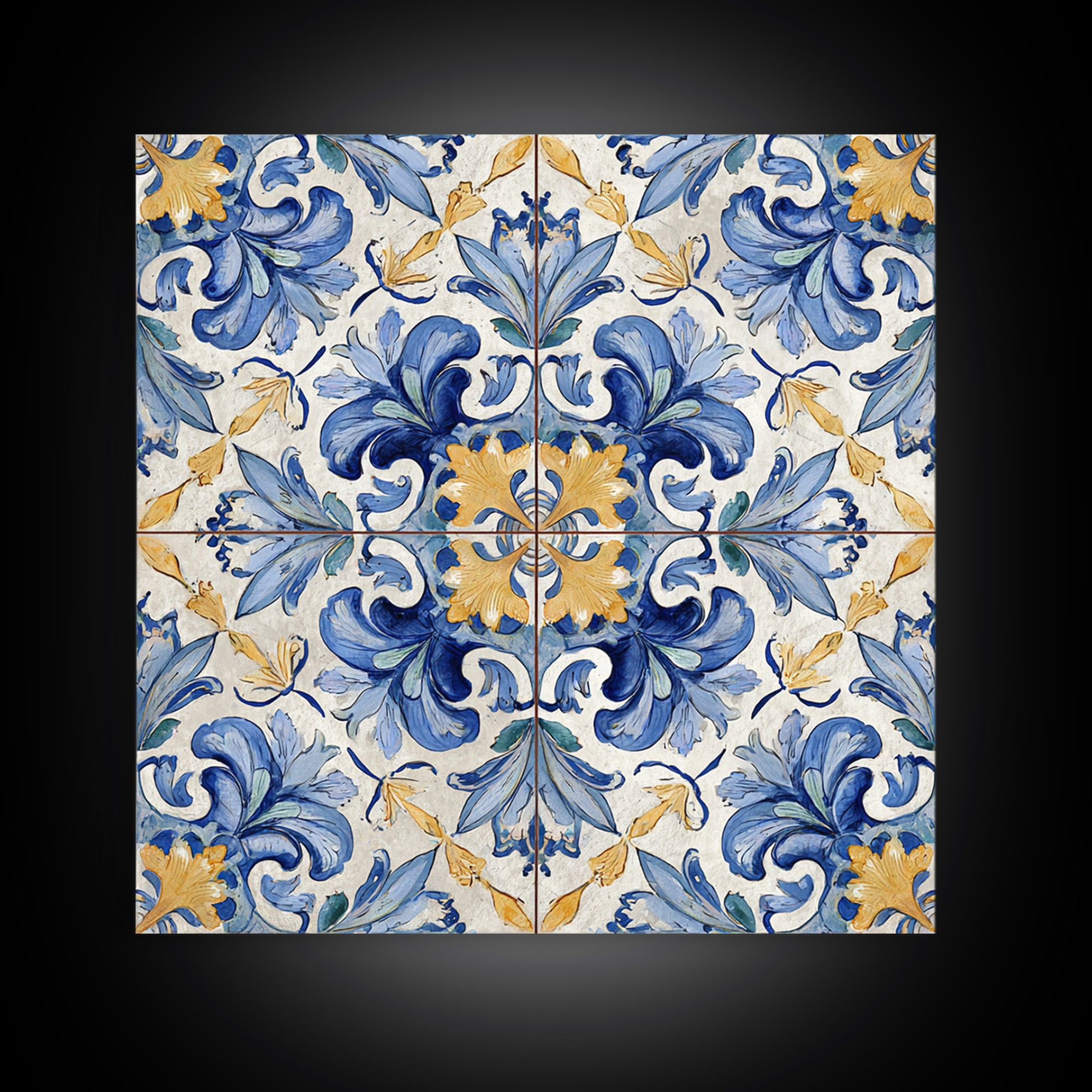 Italian Tile Pattern Canvas Print, Italian Villa Art, Rustic Home Decor, Living Room Decor, Fine Art, Villa, Boho Decor, IVA-1x1-89
