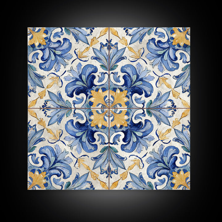 Italian Tile Pattern Canvas Print, Italian Villa Art, Rustic Home Decor, Living Room Decor, Fine Art, Villa, Boho Decor, IVA-1x1-89