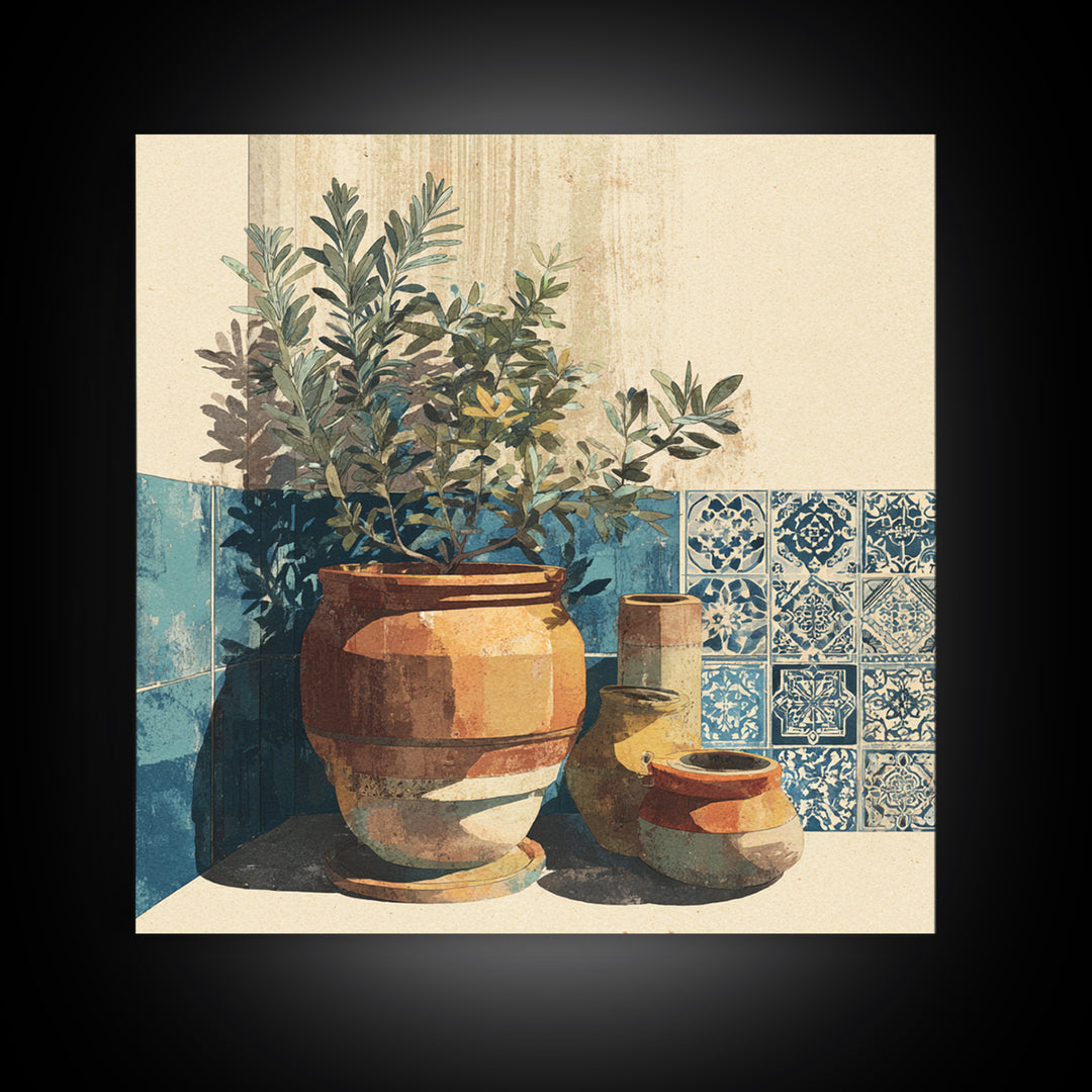 Terra Cotta Pot Canvas Print, Italian Villa Art, Living Room Art, Living Room Decor, Villa, Neutral Decor, Modern Decor, IVA-1x1-94