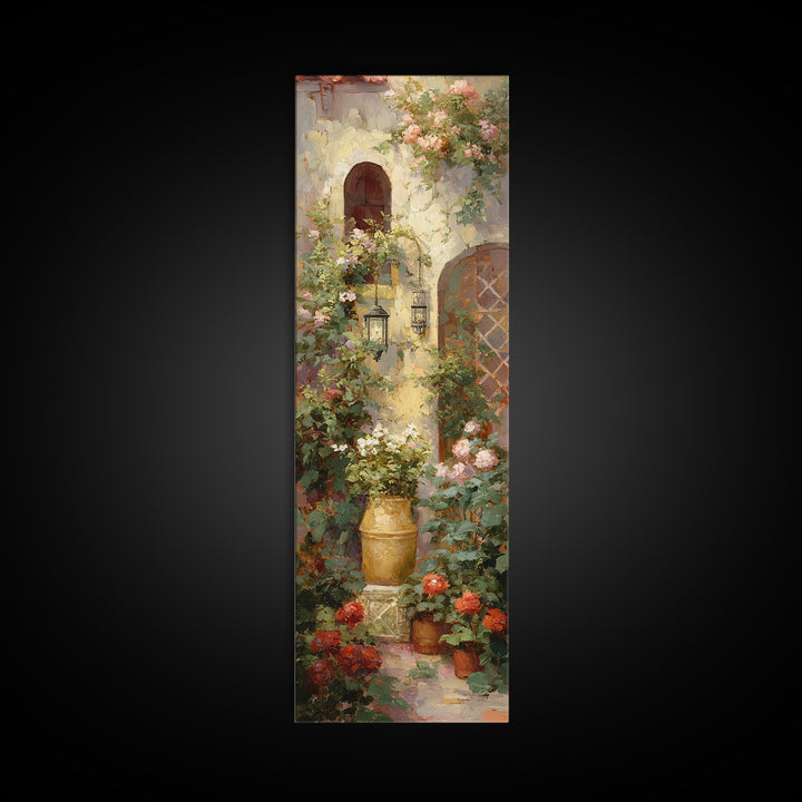 Italian Villa Garden Urn Canvas Print, Italian Villa Art, Landscape Art, Living Room Decor, Oil Painting, Villa, IVA-1x3-18