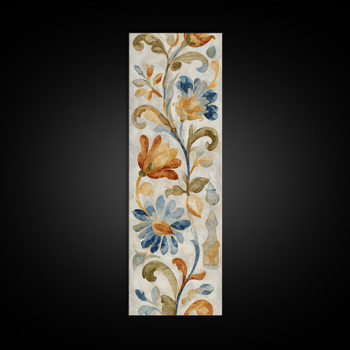 Florentine Floral Ornament Pattern Canvas Print, Italian Villa Art, Coastal Wall Art, Living Room Decor, Oil Painting, Villa, IVA-1x3-22