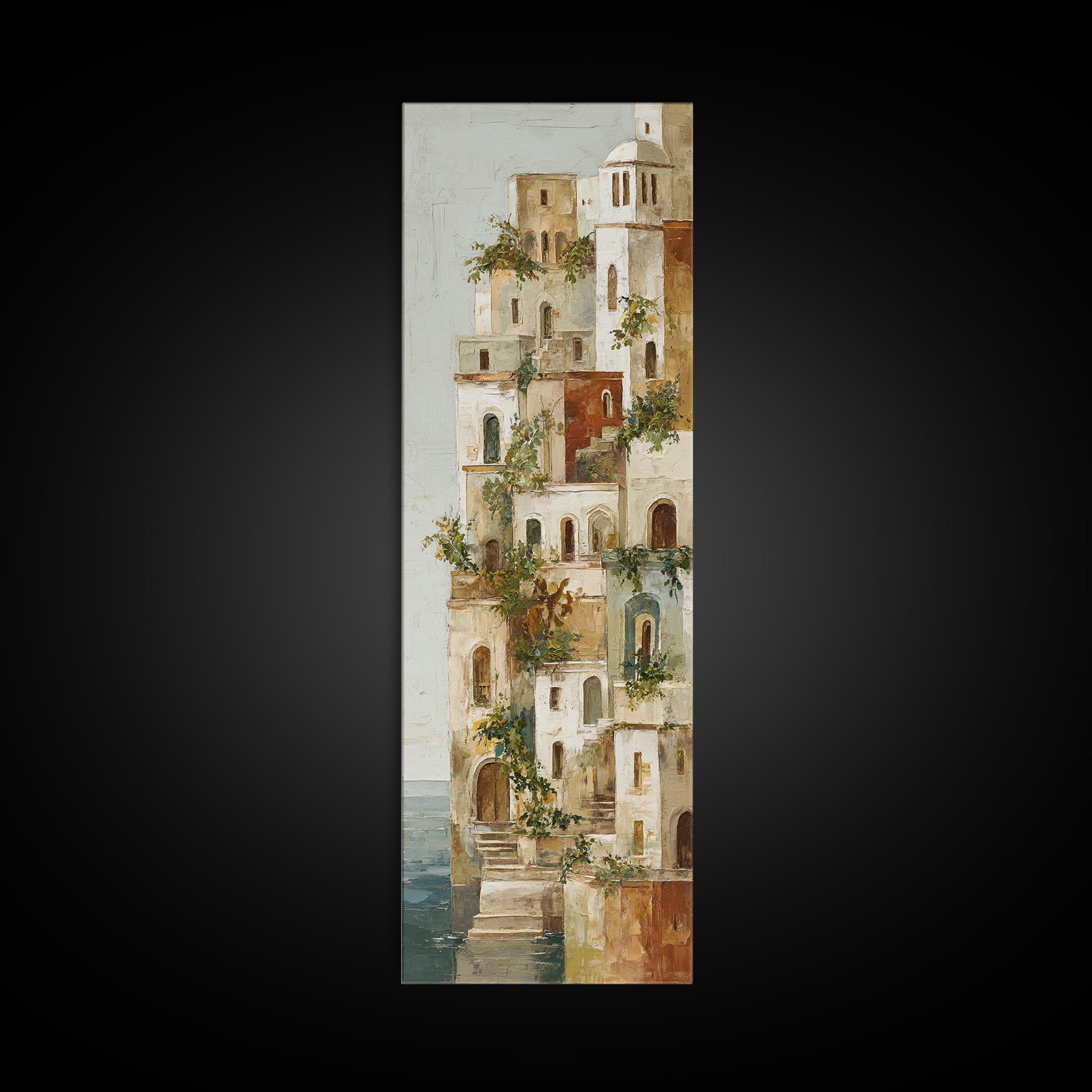 Amalfi Coast Cliffs Canvas Print, Italian Villa Art, Fine Art Print, Living Room Decor, Fine Art, Villa, Original Painting, IVA-1x3-25