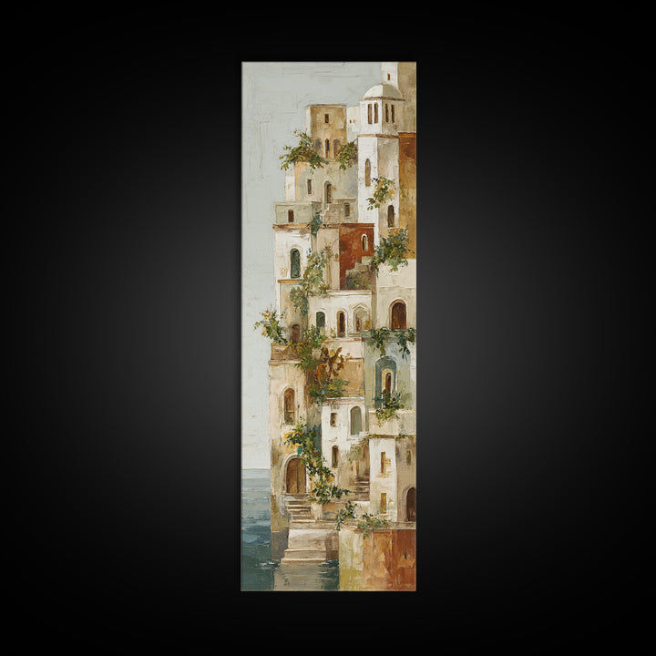Amalfi Coast Cliffs Canvas Print, Italian Villa Art, Fine Art Print, Living Room Decor, Fine Art, Villa, Original Painting, IVA-1x3-25