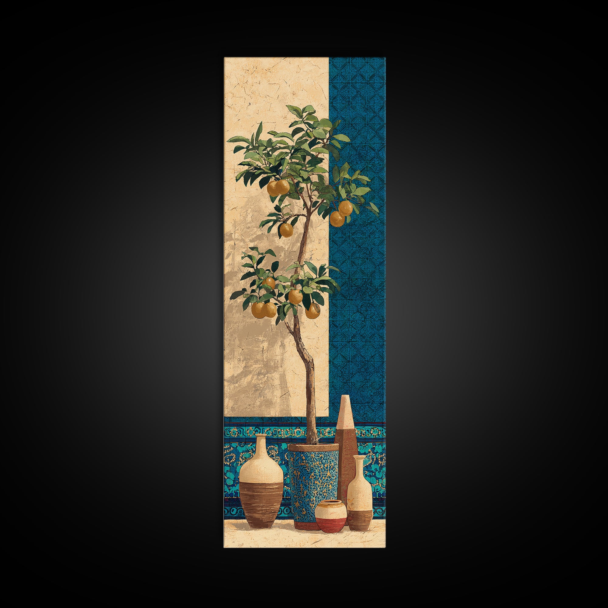 Orange Tree in a Courtyard Planter Canvas Print, Italian Villa Art, Coastal Decor, Living Room Decor, Fine Art, Villa, IVA-1x3-26