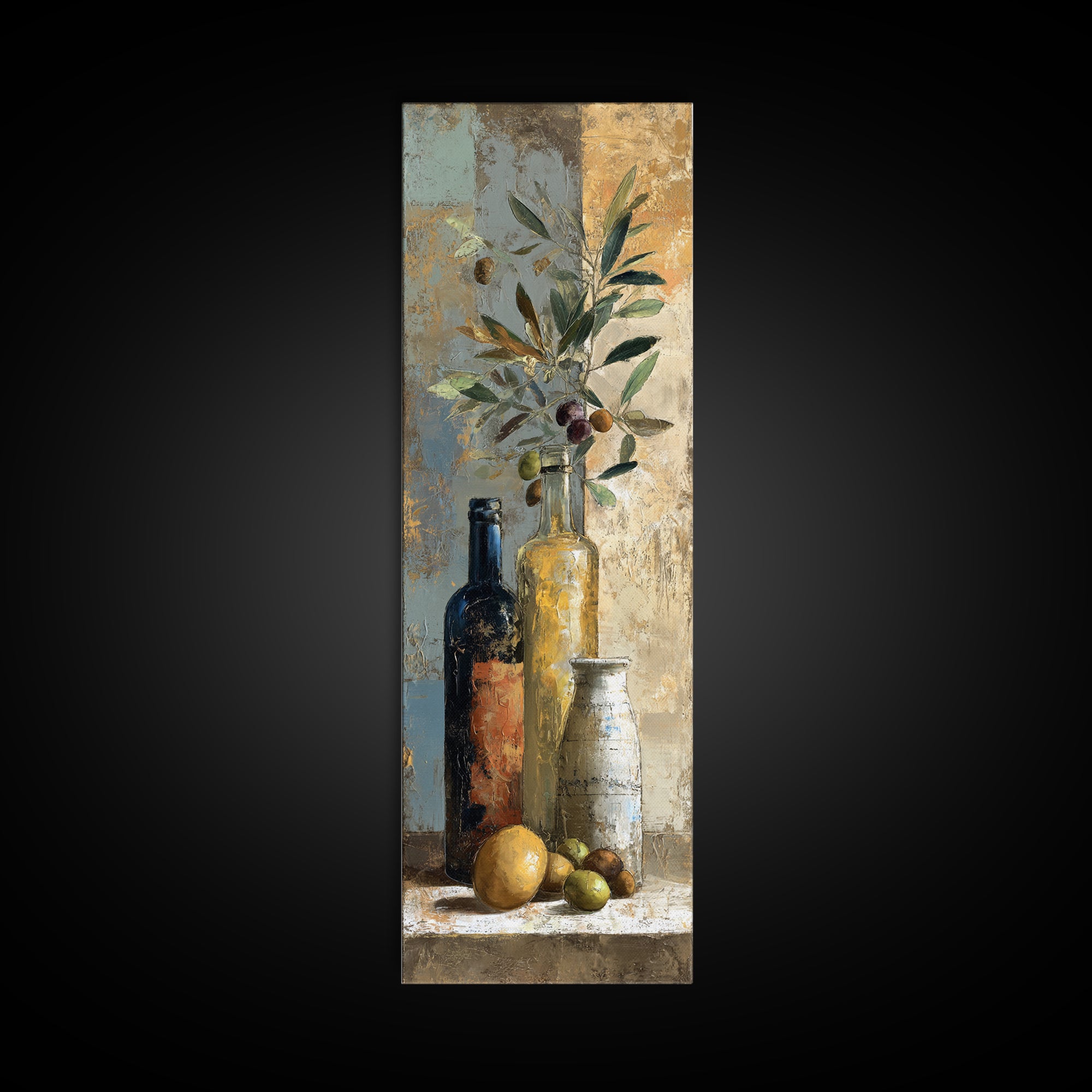 White Wine and Olives Still Life Canvas Print, Italian Villa Art, Neutral Wall Art, Living Room Decor, Fine Art, Villa, IVA-1x3-28