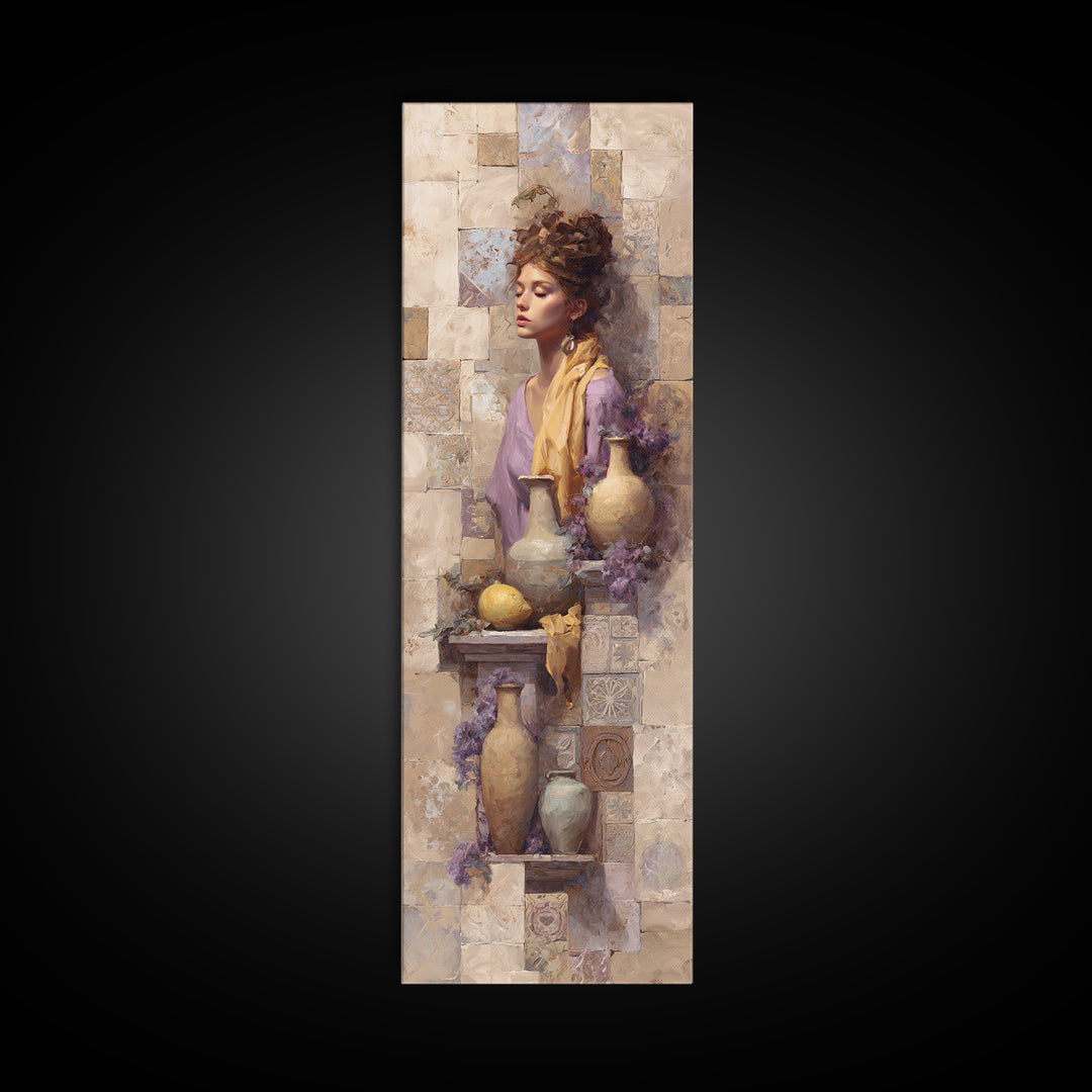 Renaissance Inspired Portrait with Modern Softness Canvas Print, Italian Villa Art, Landscape Painting, Living Room Decor, IVA-1x3-30