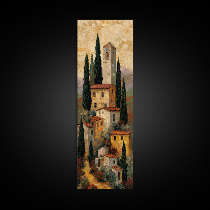 Tuscan Hillside with Cypress Trees and Golden Canvas Print, Italian Villa Art, Living Room Art, Living Room Decor, Villa, IVA-1x3-37