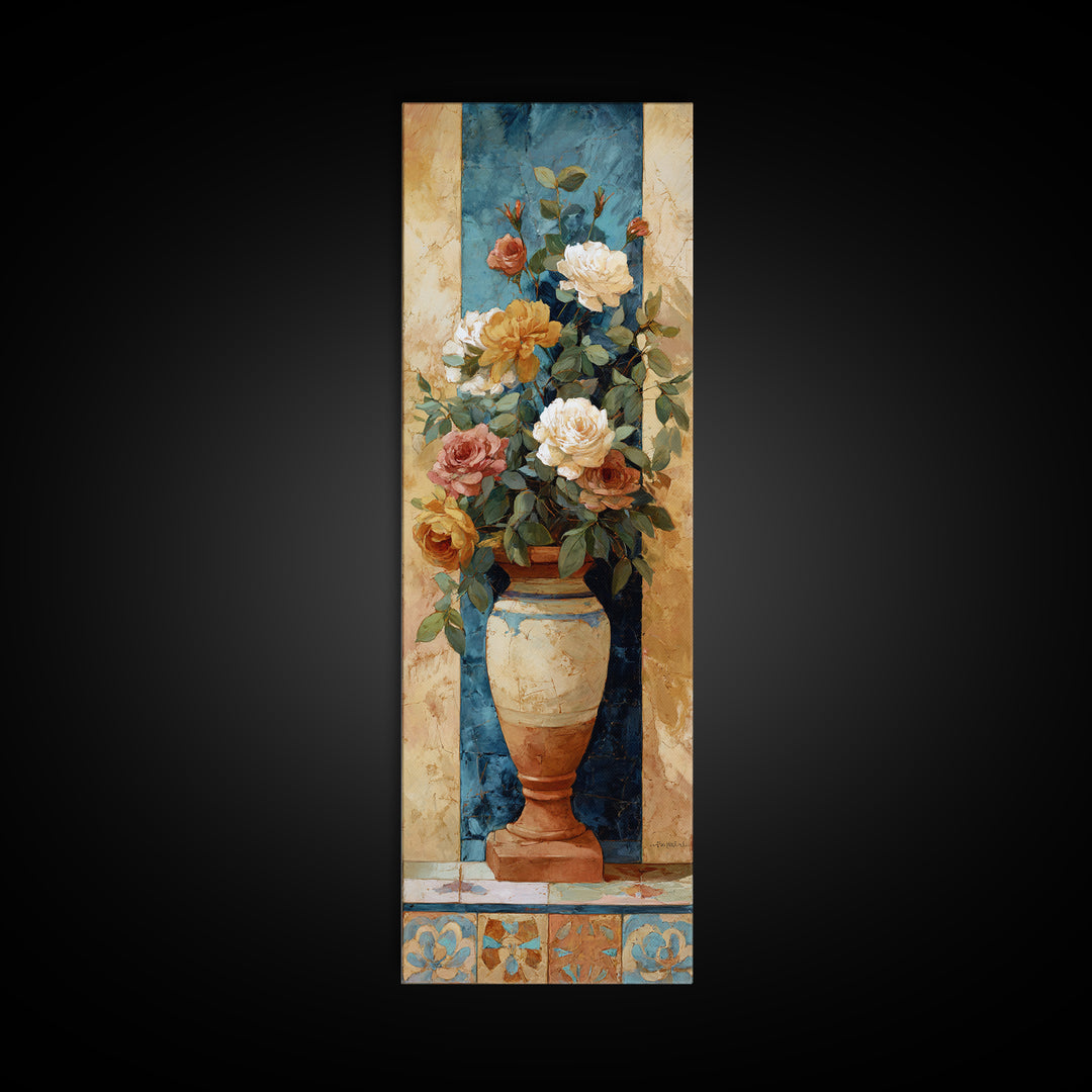 Italian Villa Garden Urn Canvas Print, Italian Villa Art, Landscape Art, Living Room Decor, Oil Painting, Villa, IVA-1x3-42