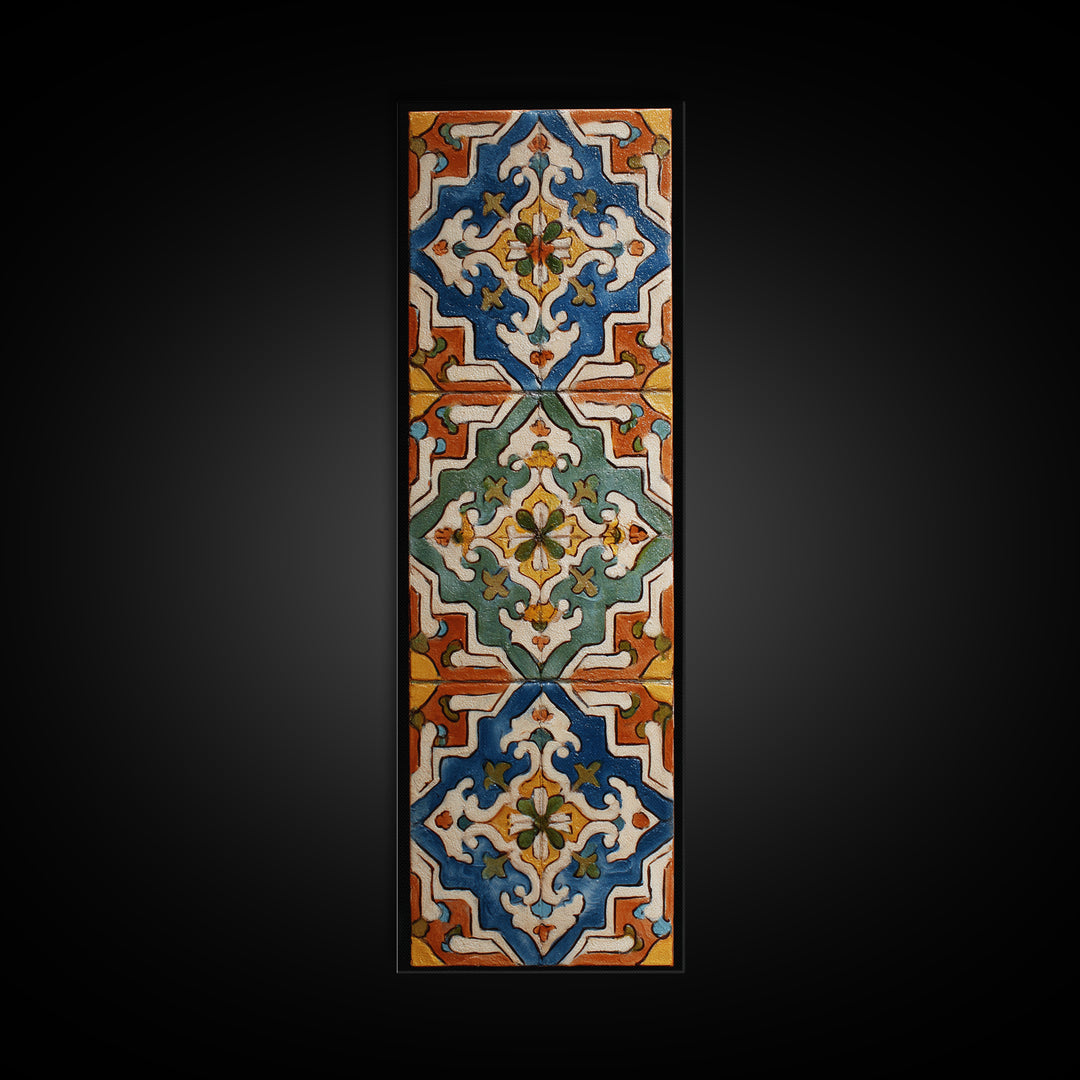 Italian Tile Pattern Framed Canvas Print, Italian Villa Art, Digital Download Art, Living Room Decor, Fine Art, Villa, IVA-1x3-53