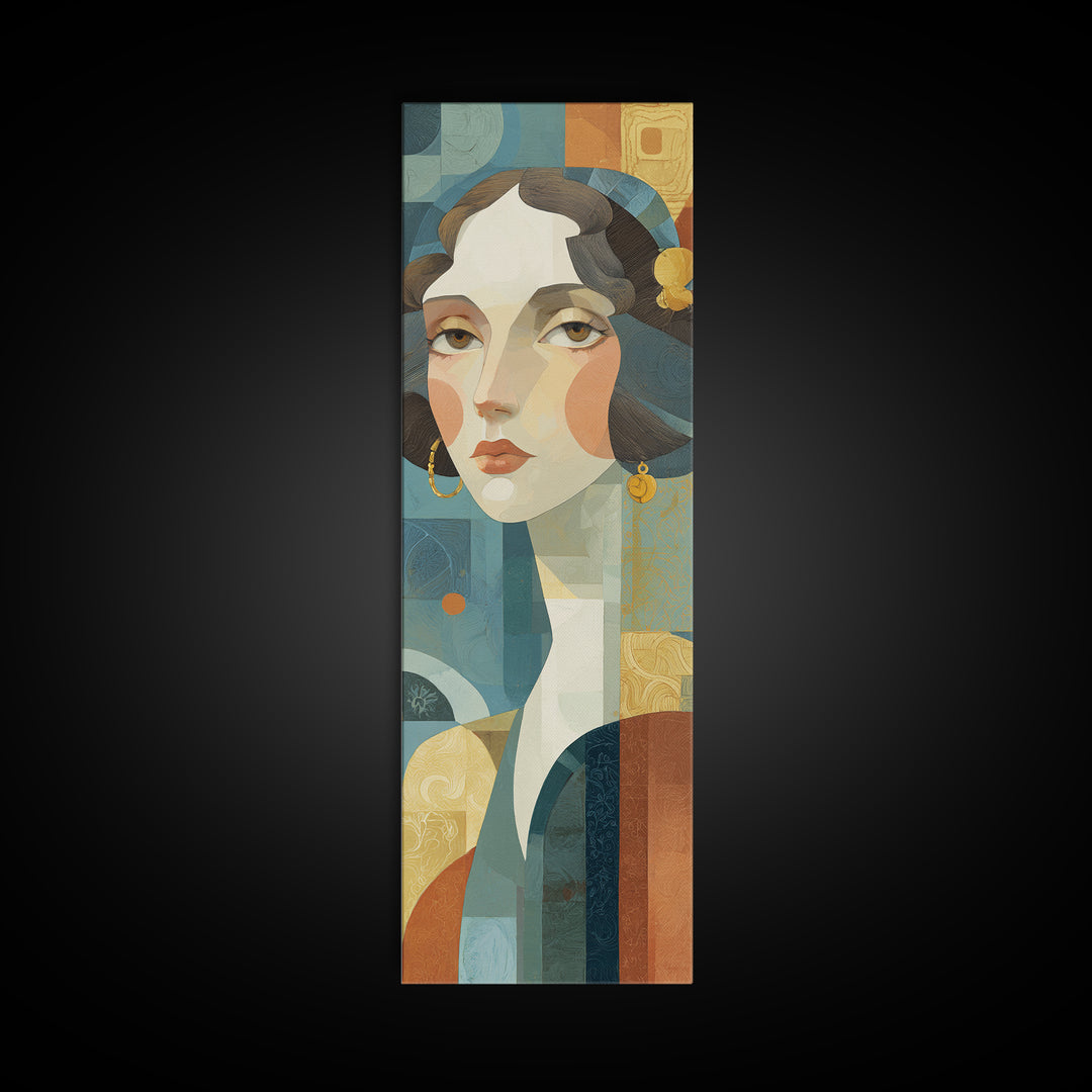 Renaissance Inspired Portrait with Modern Softness Canvas Print, Italian Villa Art, Landscape Painting, Living Room Decor, IVA-1x3-54