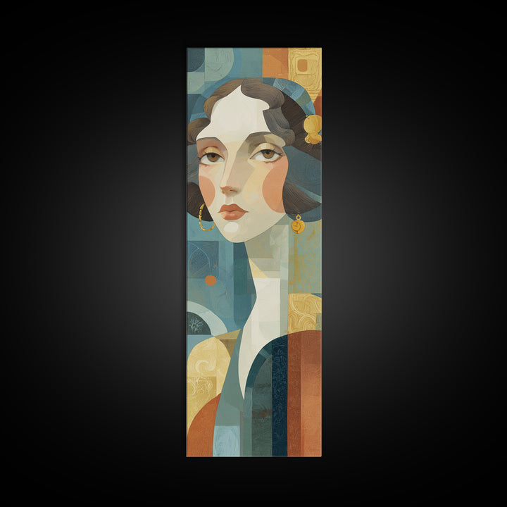 Renaissance Inspired Portrait with Modern Softness Canvas Print, Italian Villa Art, Landscape Painting, Living Room Decor, IVA-1x3-54