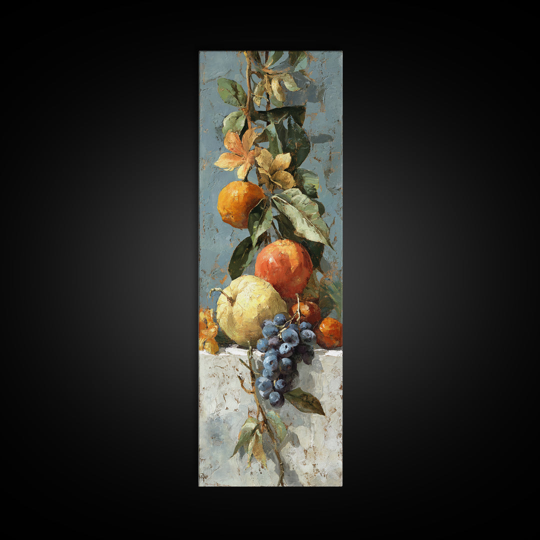 Marble Fruit Still Life Canvas Print, Italian Villa Art, Statement Artwork, Living Room Decor, Fine Art, Villa, Oil Painting, IVA-1x3-59
