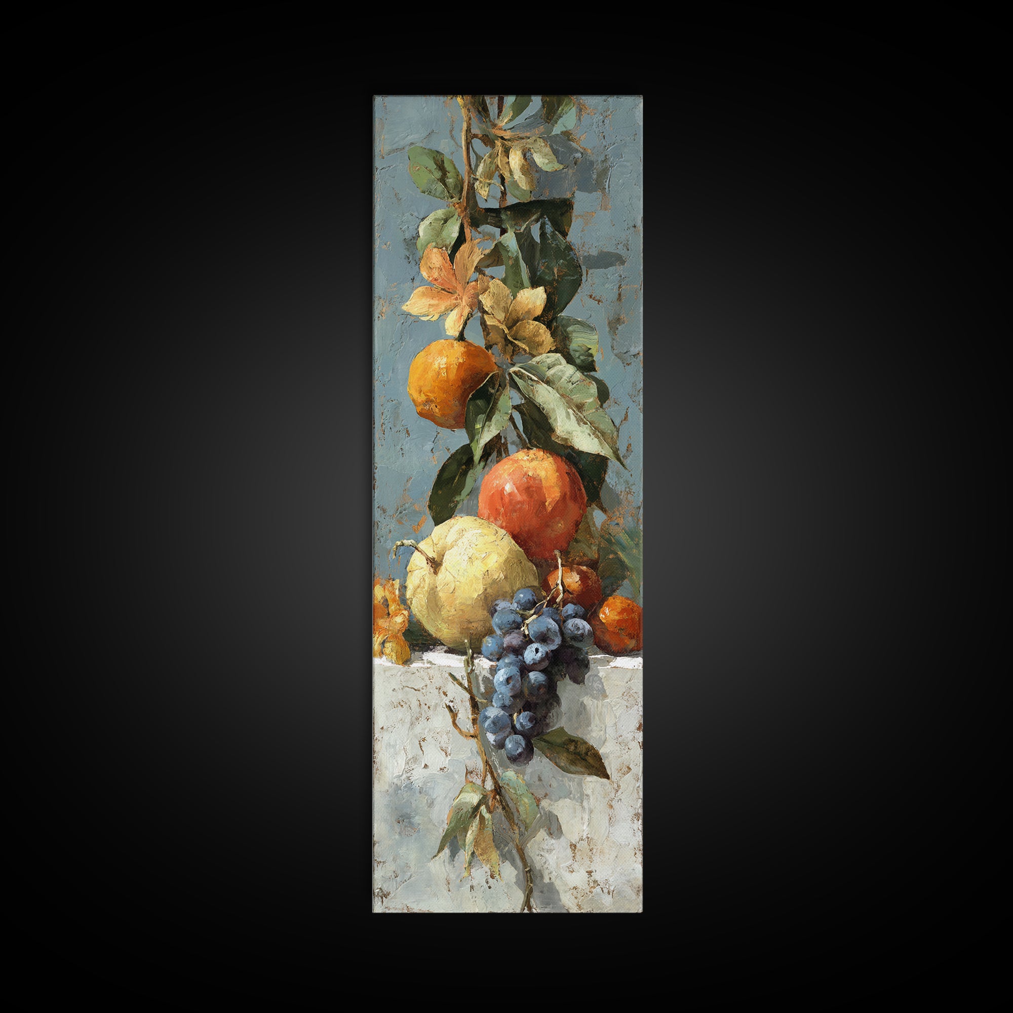 Marble Fruit Still Life Canvas Print, Italian Villa Art, Statement Artwork, Living Room Decor, Fine Art, Villa, Oil Painting, IVA-1x3-59