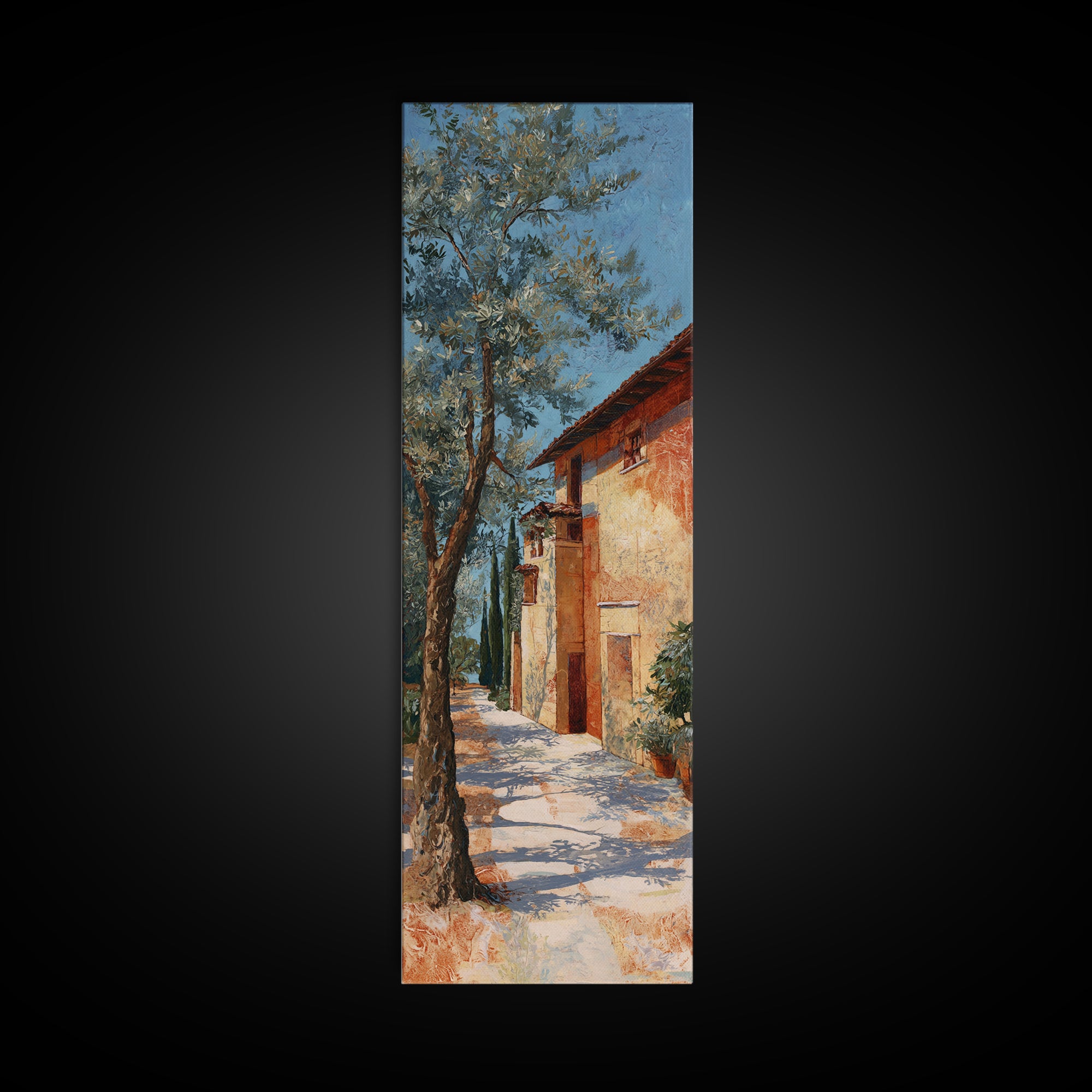 Olive Grove Path Canvas Print, Italian Villa Art, Living Room Decor, Oil Painting, Villa, Living Room Wall Art, IVA-1x3-63
