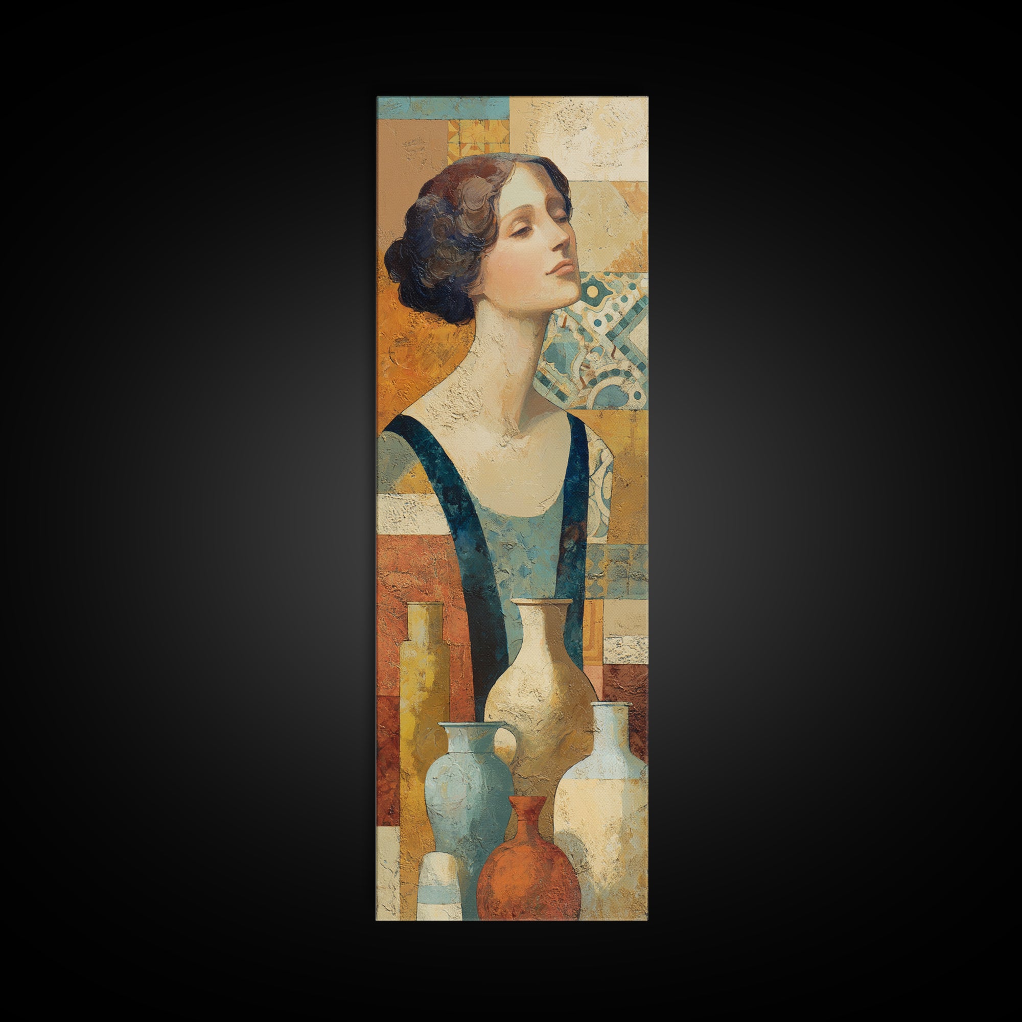 Renaissance Inspired Portrait with Modern Softness Canvas Print, Italian Villa Art, Coastal Wall Decor, Living Room Decor, IVA-1x3-78