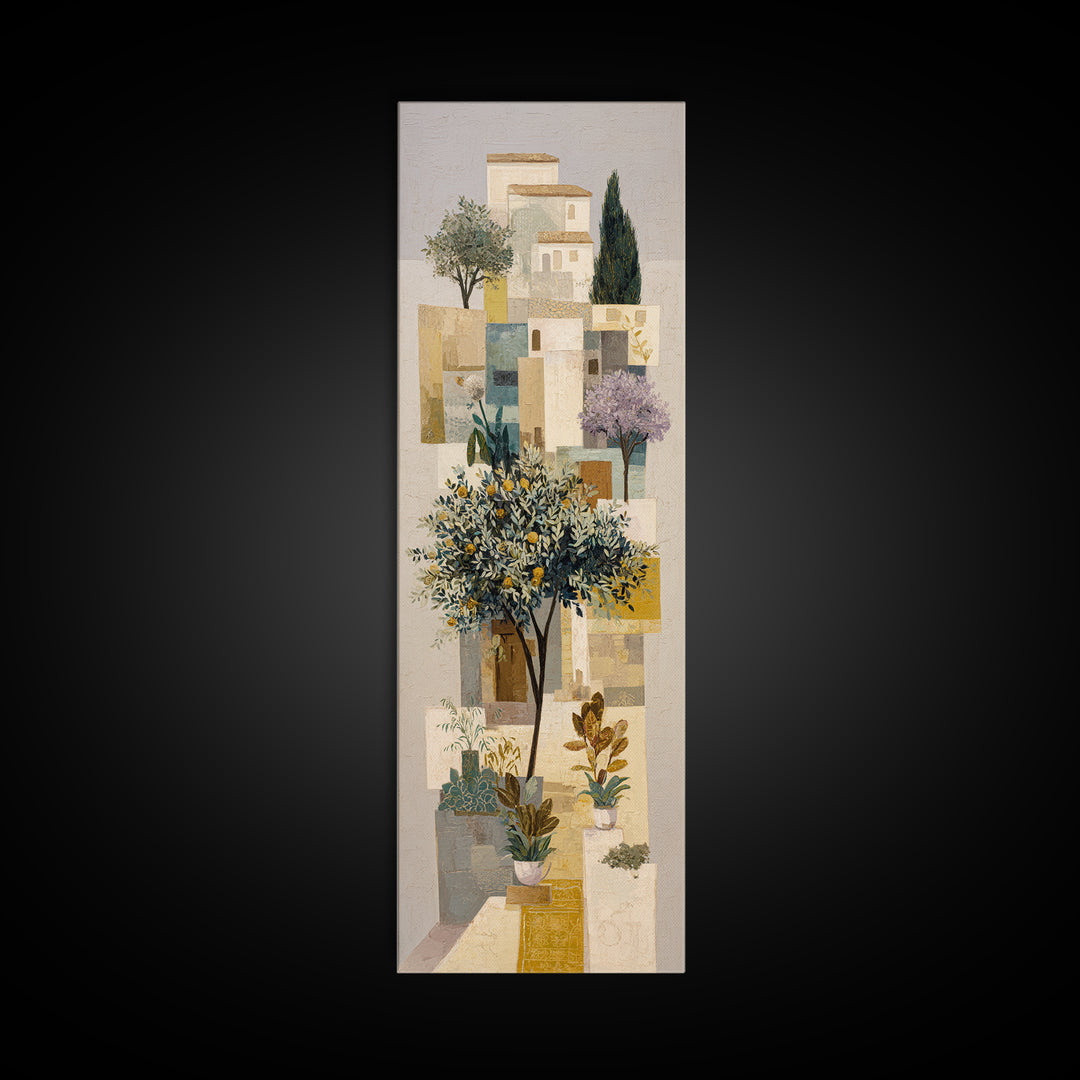 Olive Grove Path Framed Canvas Print, Italian Villa Art, Oil Painting, Living Room Decor, Fine Art, Villa, Farmhouse Wall Art, IVA-1x3-87