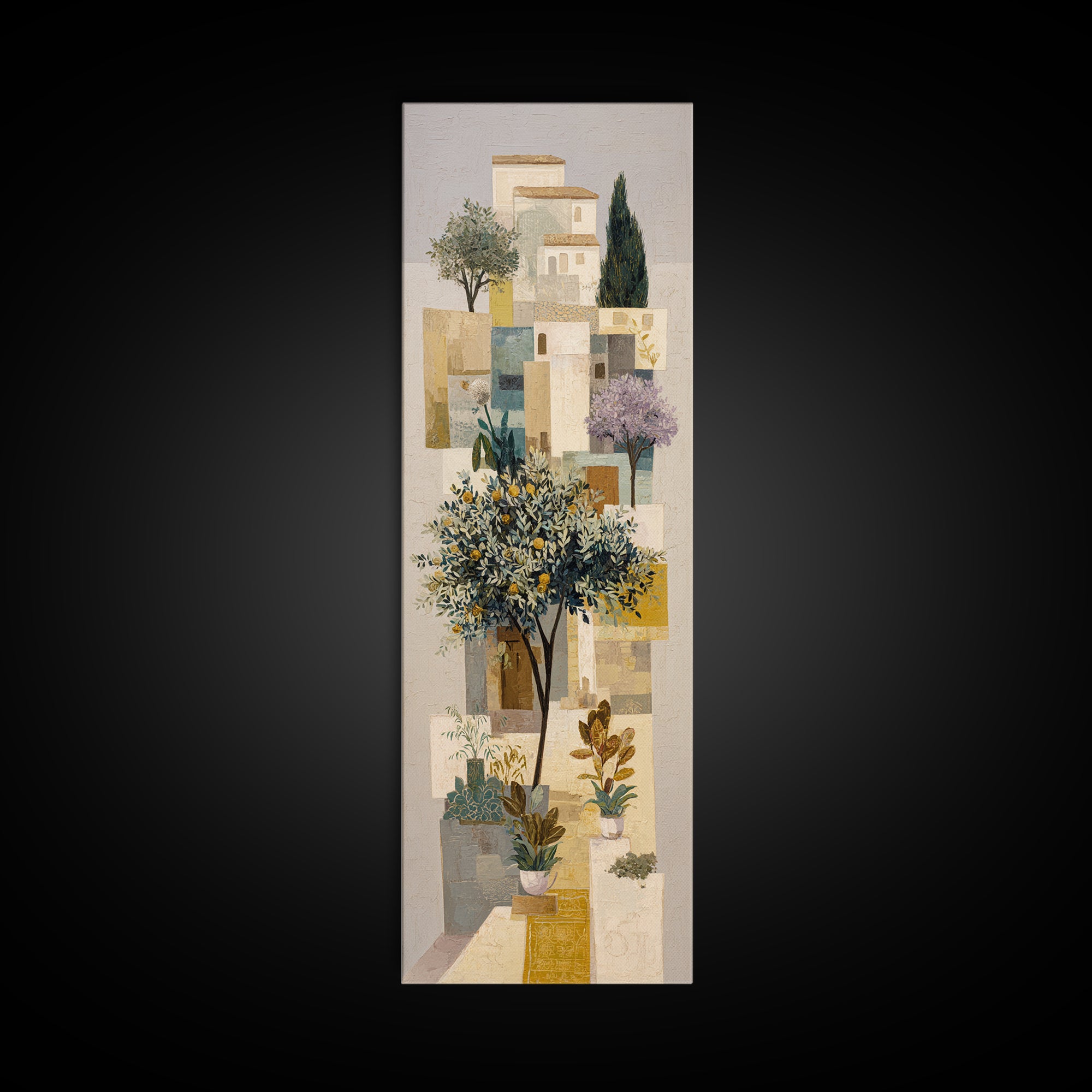 Olive Grove Path Framed Canvas Print, Italian Villa Art, Oil Painting, Living Room Decor, Fine Art, Villa, Farmhouse Wall Art, IVA-1x3-87