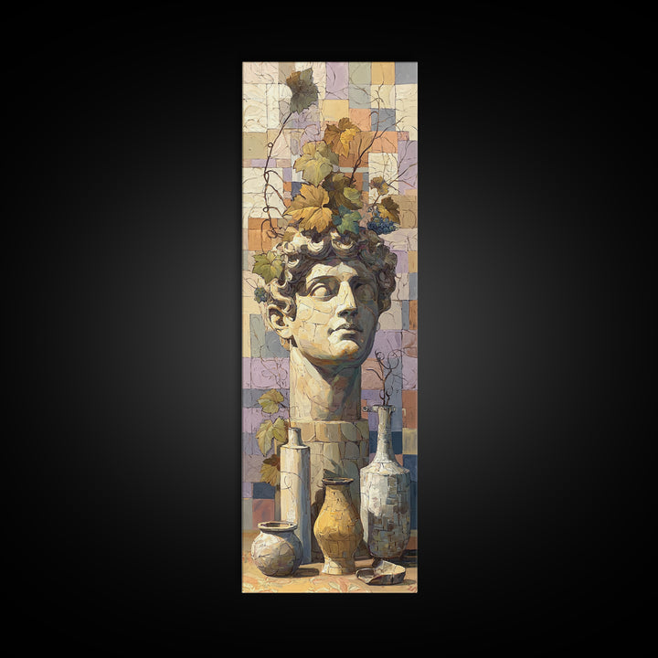 Classic Roman Statue Bust Framed Canvas Print, Italian Villa Art, Printable Wall Art, Living Room Decor, Abstract Art, Villa, IVA-1x3-96