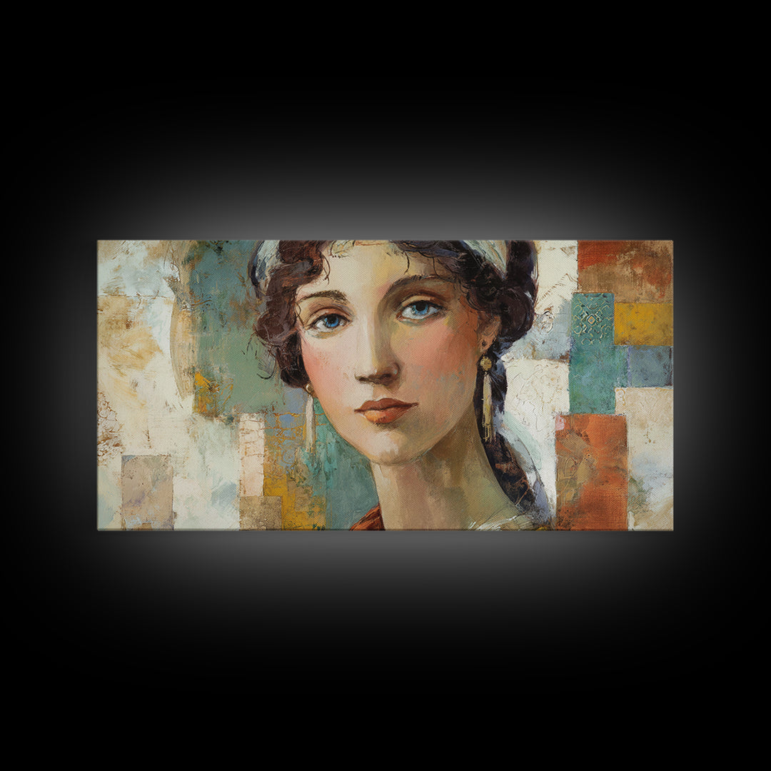 Renaissance Inspired Portrait with Modern Softness Canvas Print, Italian Villa Art, Landscape Print, Living Room Decor, Villa, IVA-2x1-14