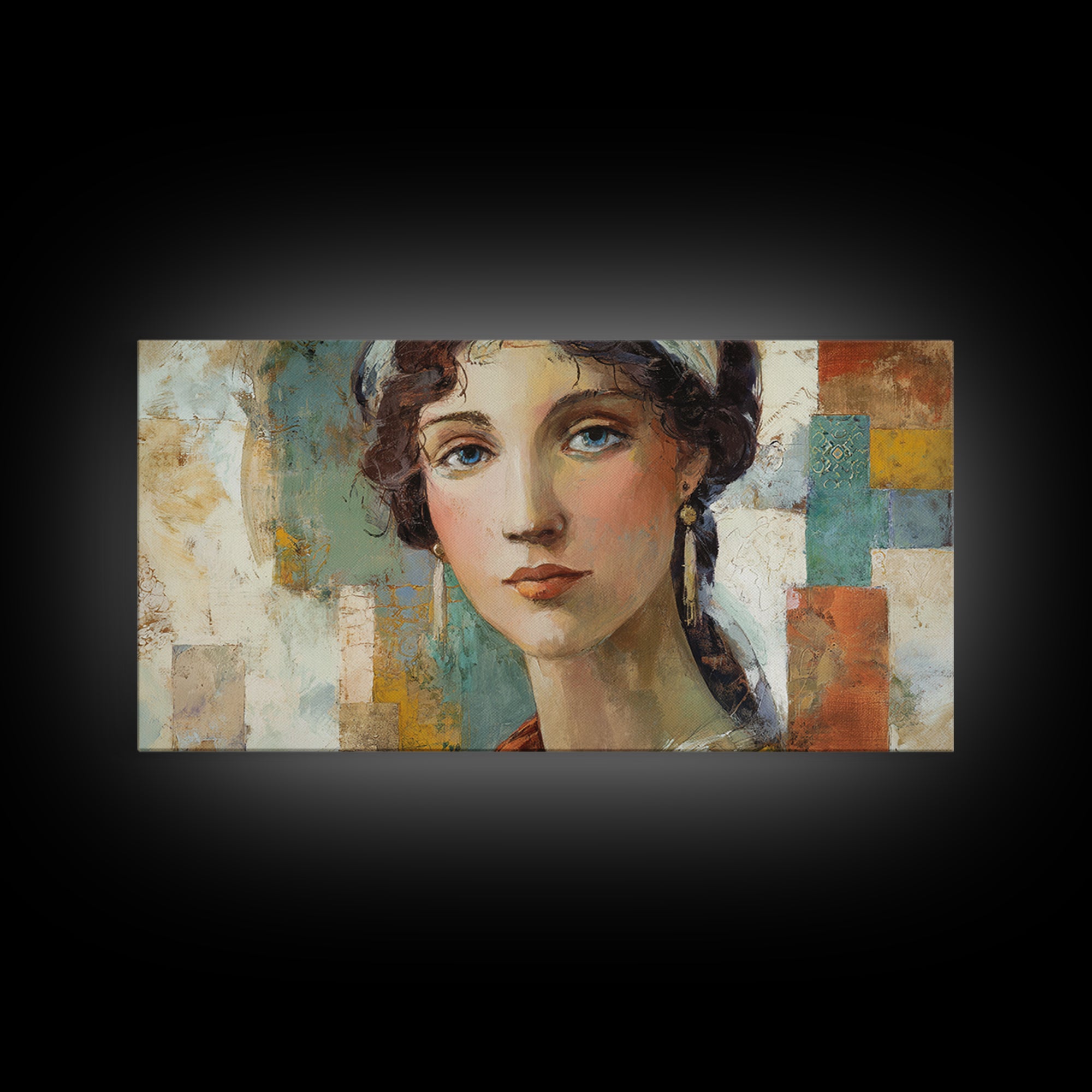 Renaissance Inspired Portrait with Modern Softness Canvas Print, Italian Villa Art, Landscape Print, Living Room Decor, Villa, IVA-2x1-14