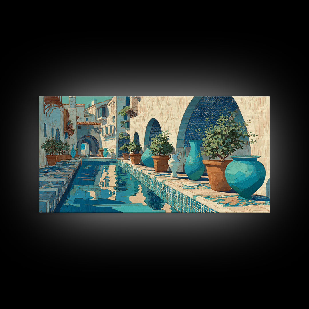 Venetian Canal Reflection Without City Crowd Framed Canvas Print, Italian Villa Art, Neutral Decor, Living Room Decor, Villa, IVA-2x1-16