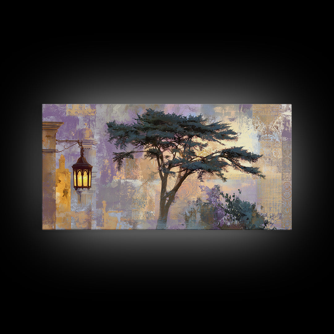 Cypress Silhouette at Sunset Canvas Print, Italian Villa Art, Gallery Decor, Living Room Decor, Villa, Minimalist Decor, IVA-2x1-17