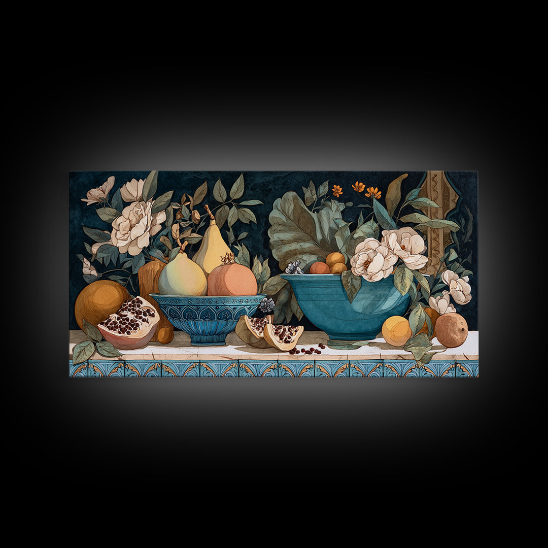 Marble Fruit Still Life Framed Canvas Print, Italian Villa Art, Gallery Wall Set, Living Room Decor, Fine Art, Villa, IVA-2x1-19