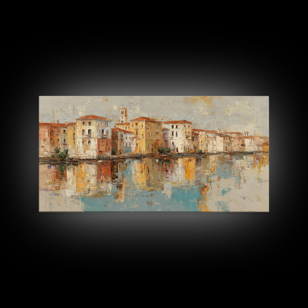 Venetian Canal Reflection Without City Crowd Canvas Print, Italian Villa Art, Contemporary Art, Living Room Decor, Villa, IVA-2x1-40