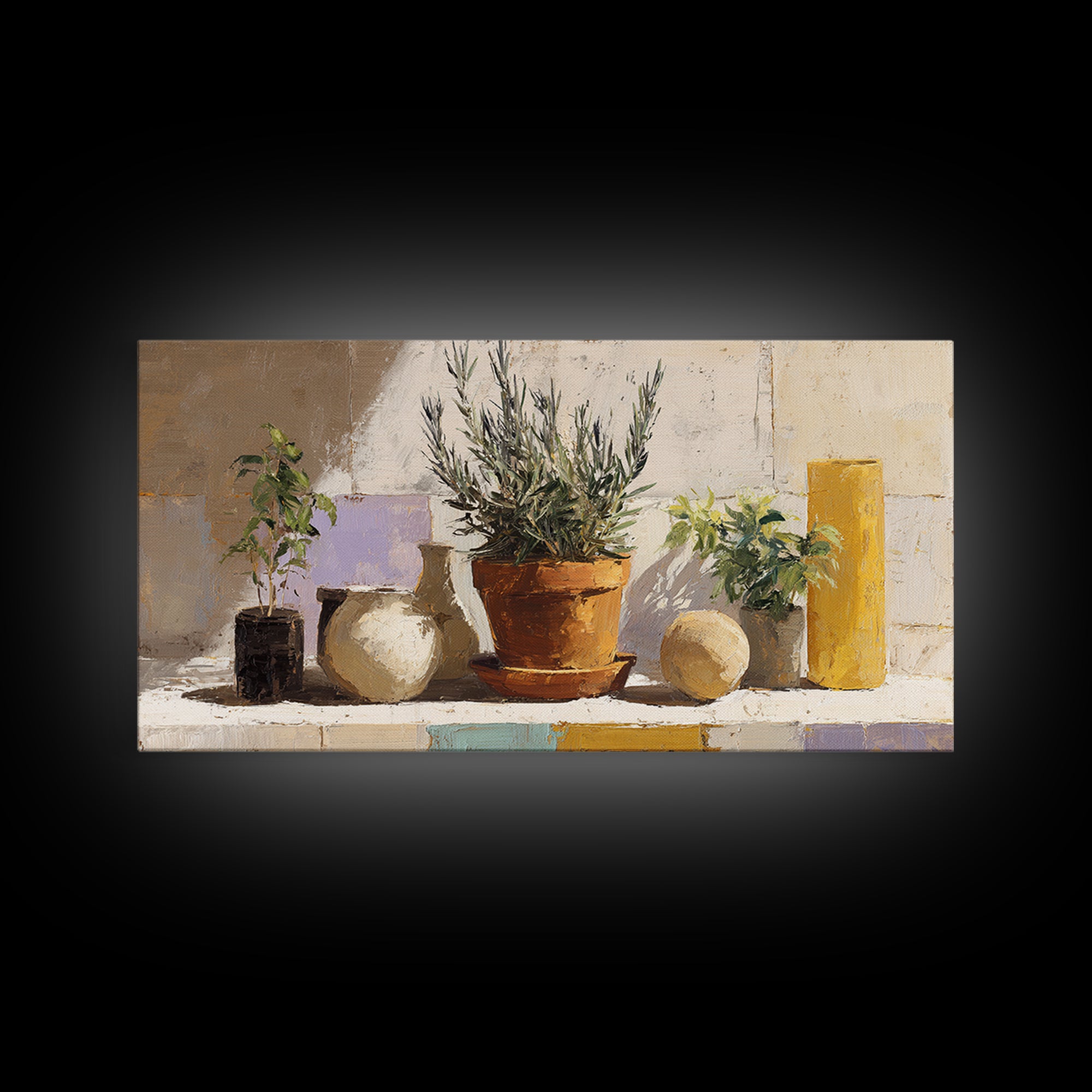 Terra Cotta Pot Framed Canvas Print, Italian Villa Art, Digital Art Print, Living Room Decor, Fine Art, Villa, Luxury Decor, IVA-2x1-42