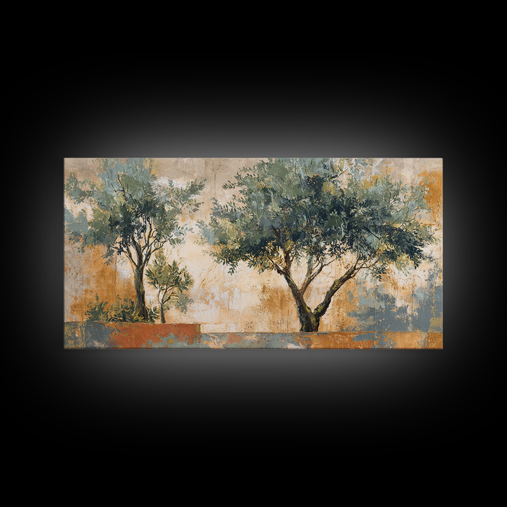 Olive Grove Path Canvas Print, Italian Villa Art, Framed Wall Art, Living Room Decor, Oil Painting, Villa, Colorful Wall Art, IVA-2x1-47
