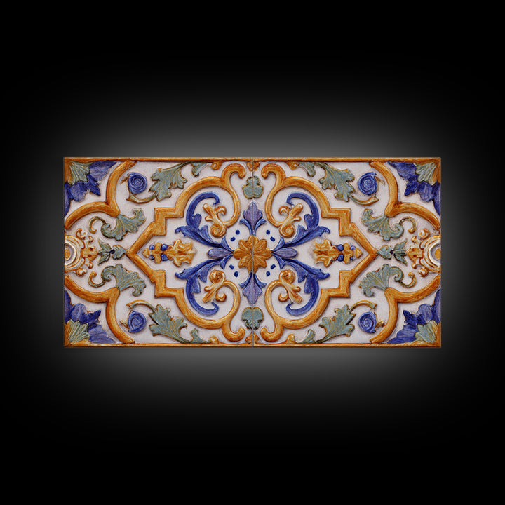 Italian Tile Pattern Canvas Print, Italian Villa Art, Statement Artwork, Living Room Decor, Fine Art, Villa, Oil Painting, IVA-2x1-61