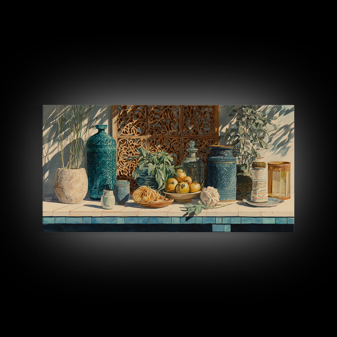 Pasta Herbs and Tomatoes Still Life Canvas Print, Italian Villa Art, Living Room Wall Art, Living Room Decor, Fine Art, Villa, IVA-2x1-63