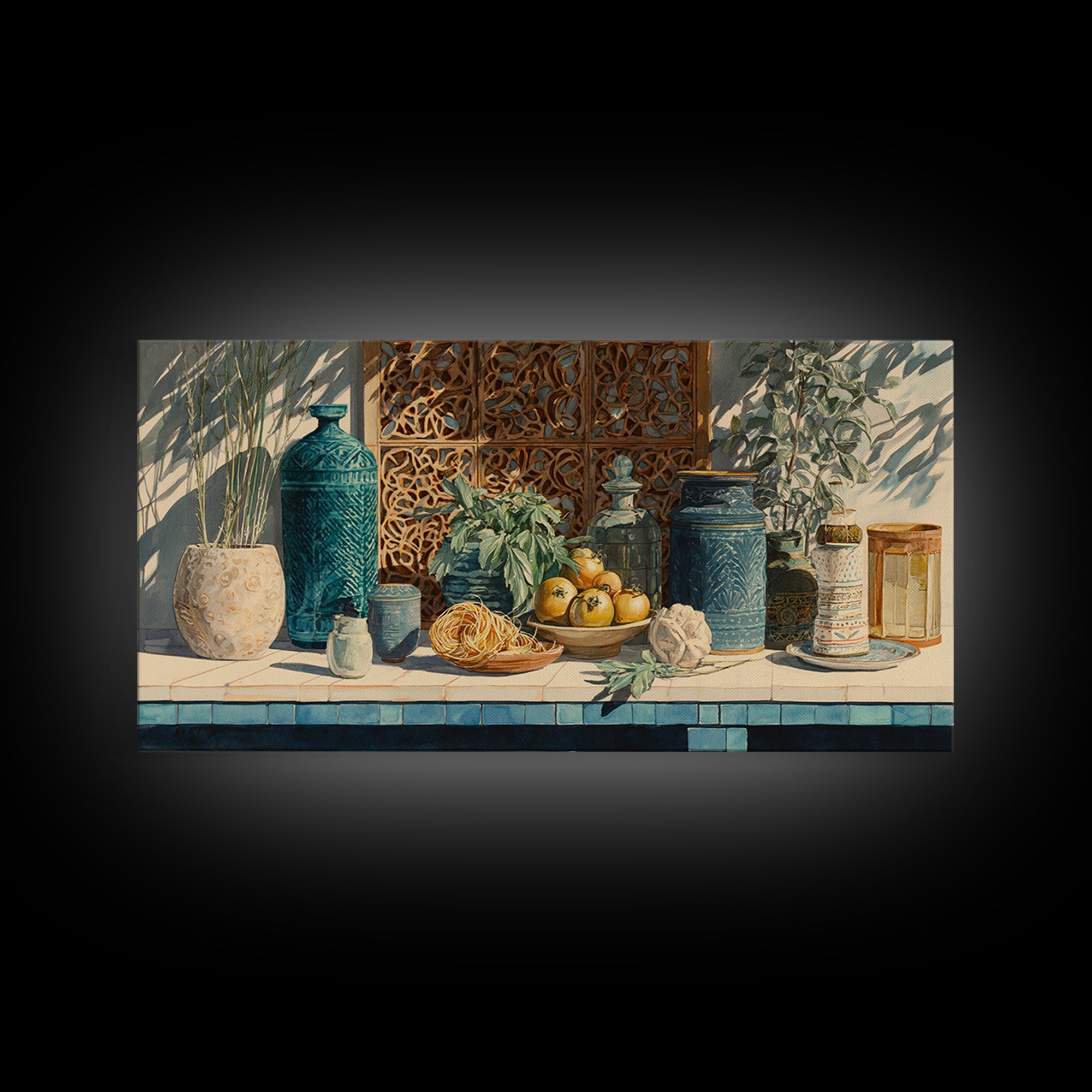 Pasta Herbs and Tomatoes Still Life Canvas Print, Italian Villa Art, Living Room Wall Art, Living Room Decor, Fine Art, Villa, IVA-2x1-63