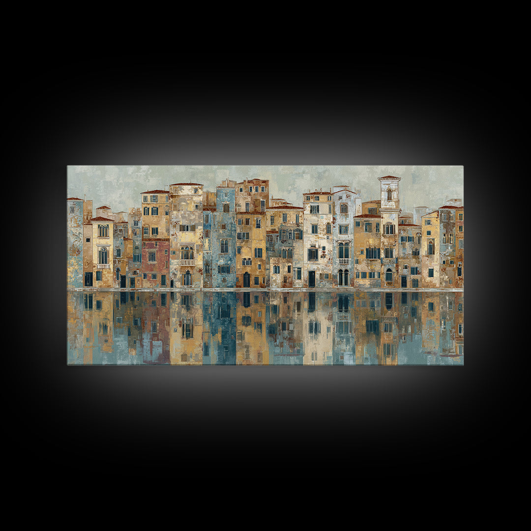 Venetian Canal Reflection Without City Crowd Canvas Print, Italian Villa Art, Bedroom Wall Art, Living Room Decor, Villa, IVA-2x1-88