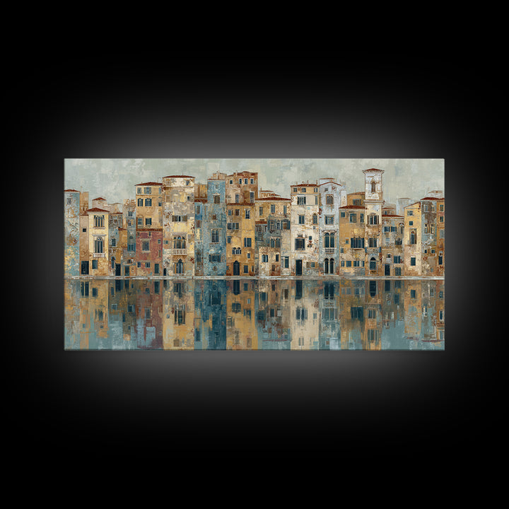 Venetian Canal Reflection Without City Crowd Canvas Print, Italian Villa Art, Bedroom Wall Art, Living Room Decor, Villa, IVA-2x1-88