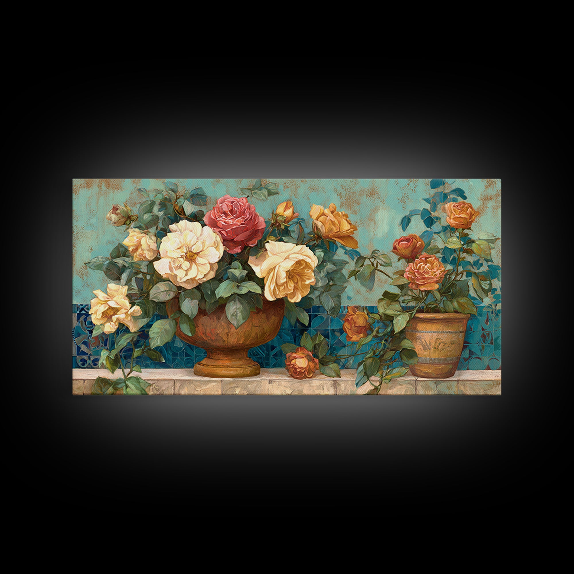 Italian Villa Garden Urn Canvas Print, Italian Villa Art, Art Print, Living Room Decor, Watercolor Art, Villa, Printable Art, IVA-2x1-98