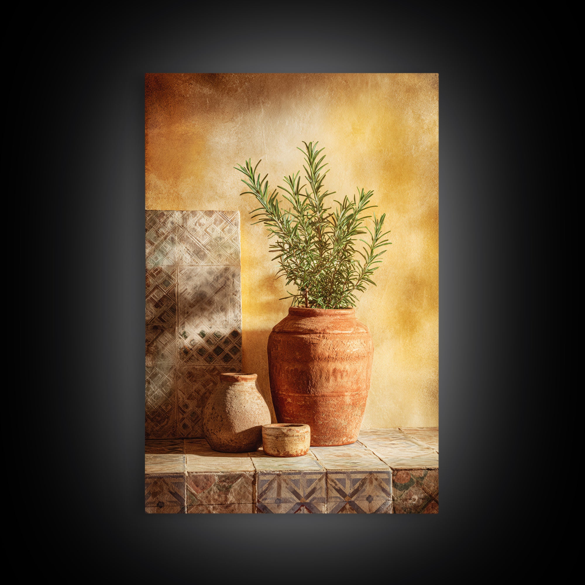 Terra Cotta Pot Framed Canvas Print, Italian Villa Art, Digital Art Print, Living Room Decor, Fine Art, Villa, Luxury Decor, IVA-2x3-30