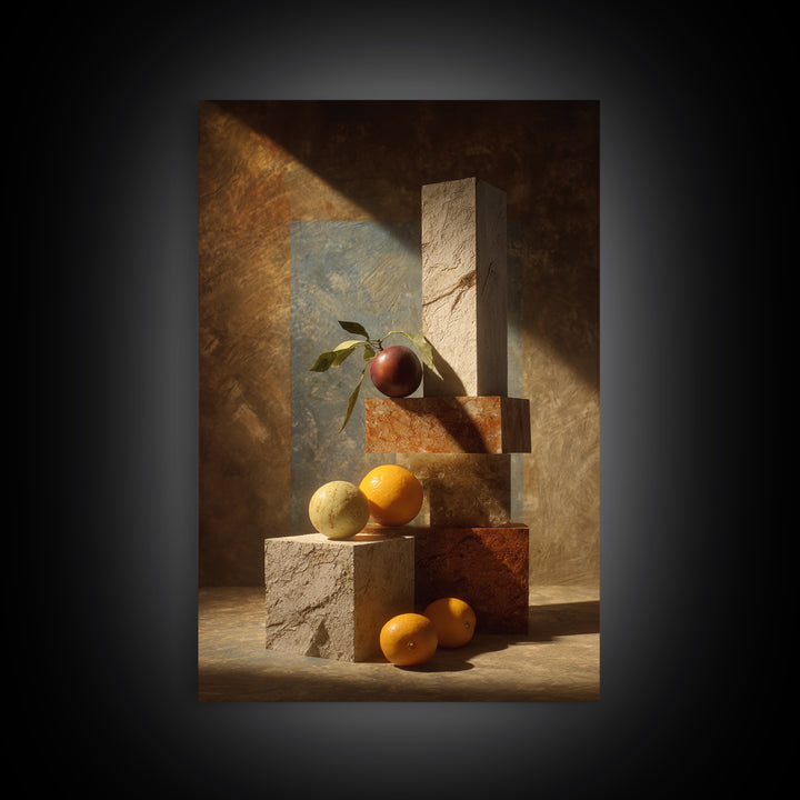 Marble Fruit Still Life Canvas Print, Italian Villa Art, Coastal Decor, Living Room Decor, Fine Art, Villa, Landscape Print, IVA-2x3-31