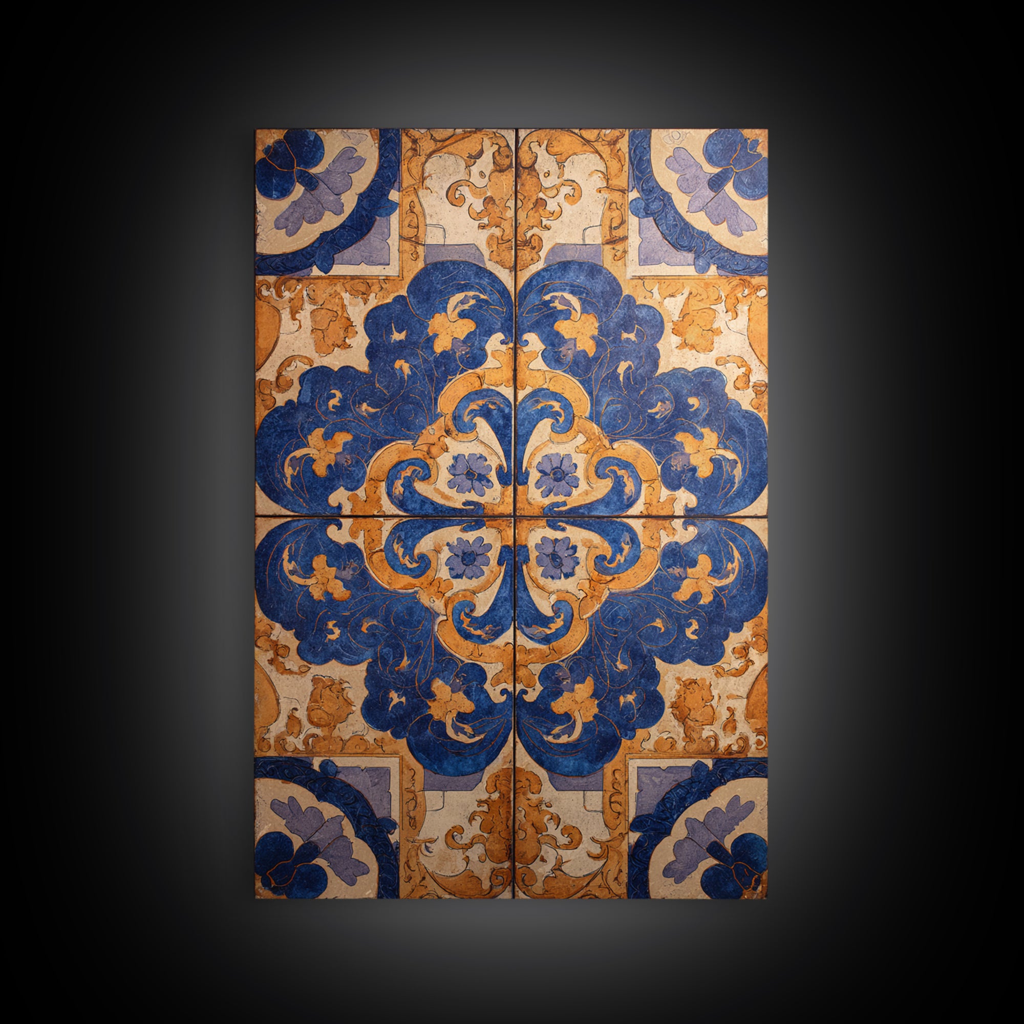 Italian Tile Pattern Canvas Print, Italian Villa Art, Statement Artwork, Living Room Decor, Fine Art, Villa, Oil Painting, IVA-2x3-49