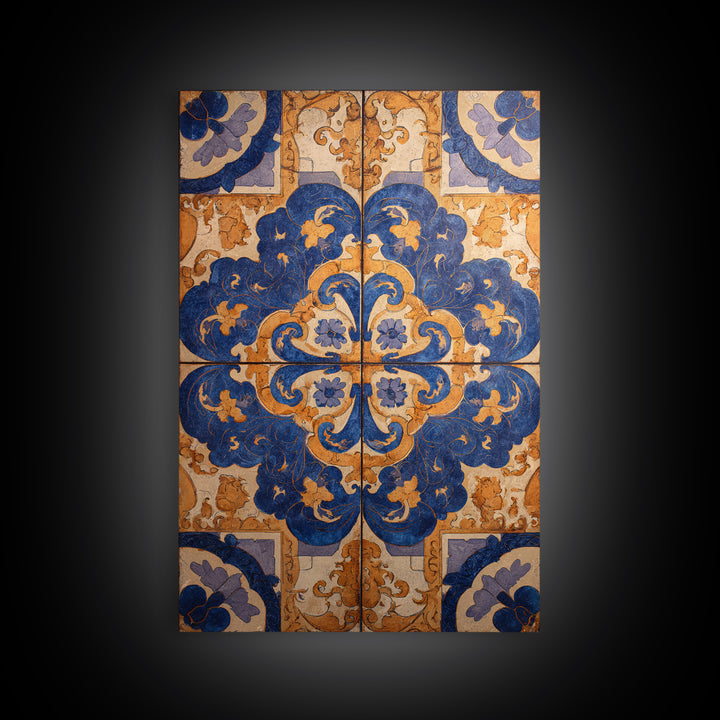 Italian Tile Pattern Canvas Print, Italian Villa Art, Statement Artwork, Living Room Decor, Fine Art, Villa, Oil Painting, IVA-2x3-49