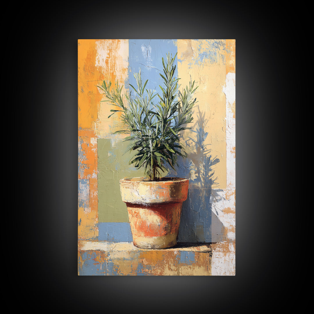 Terra Cotta Pot Framed Canvas Print, Italian Villa Art, Digital Art Print, Living Room Decor, Fine Art, Villa, Luxury Decor, IVA-2x3-6