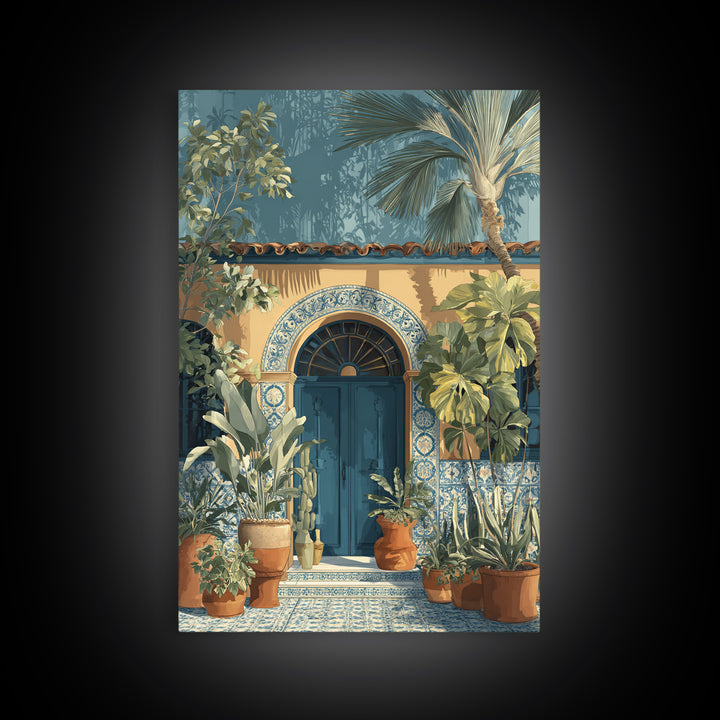 Italian Tile Pattern Framed Canvas Print, Italian Villa Art, Textured Painting, Living Room Decor, Villa, Living Room Wall Art, IVA-2x3-73