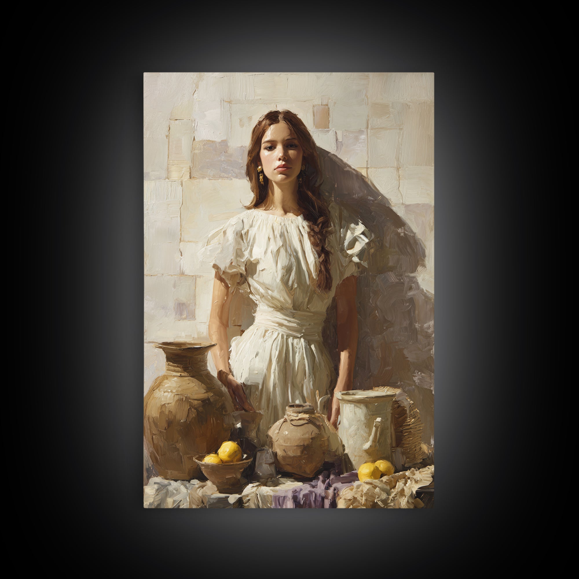 Renaissance Inspired Portrait with Modern Softness Canvas Print, Italian Villa Art, Boho Decor, Living Room Decor, Villa, IVA-2x3-74