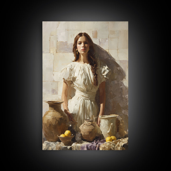 Renaissance Inspired Portrait with Modern Softness Canvas Print, Italian Villa Art, Boho Decor, Living Room Decor, Villa, IVA-2x3-74