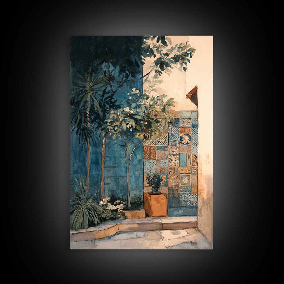 Olive Grove Path Framed Canvas Print, Italian Villa Art, Boho Decor, Living Room Decor, Abstract Art, Villa, Digital Wall Art, IVA-2x3-83