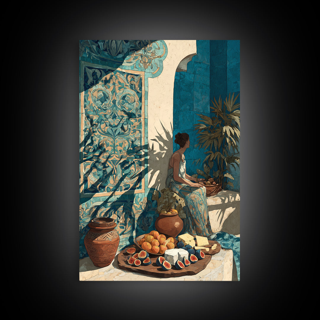 Figs and Cheese on Rustic Wooden Board Canvas Print, Italian Villa Art, Printable Wall Art, Living Room Decor, Villa, IVA-2x3-89